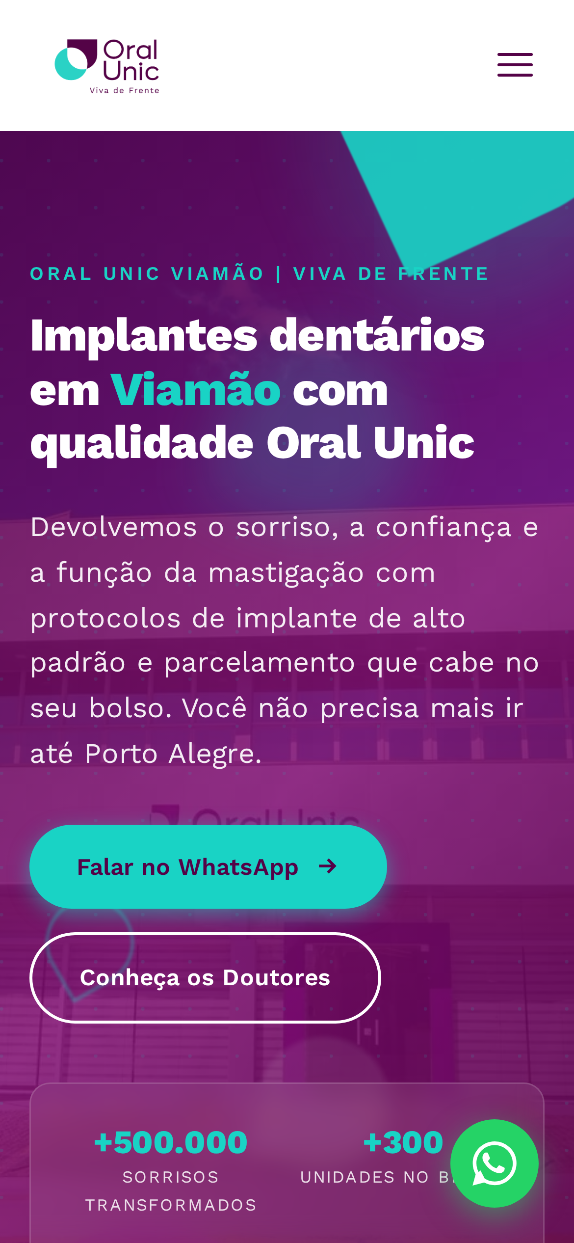 Site Oral Unic Viamão feito pela Impulse Maps